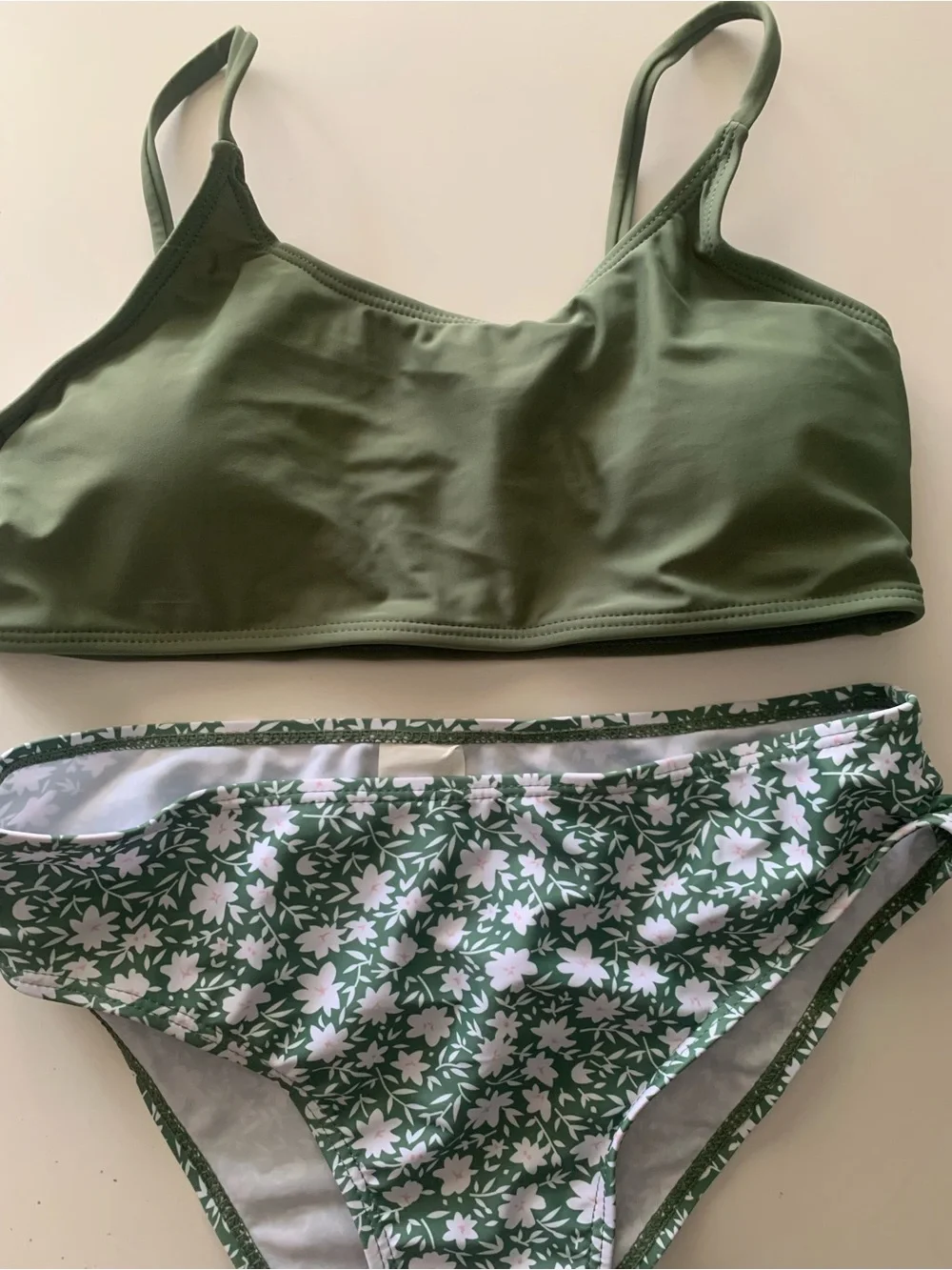 NEW SHEIN Teen Girls Green Floral Bikini Size 160 (13-14 yrs)